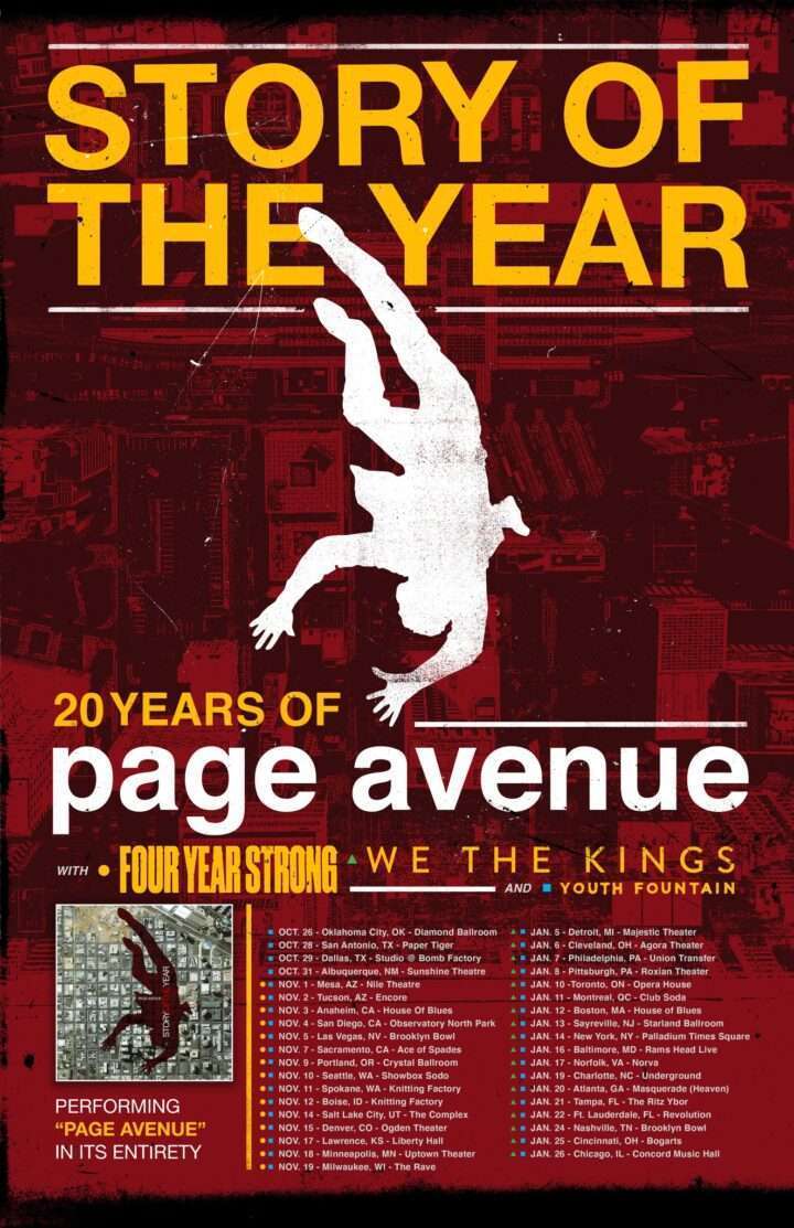 Story of the Year announces “Page Avenue” 20th Anniversary 2023-24 Tour – Presale Code, Tickets, Tour Dates, and Venue Details Revealed